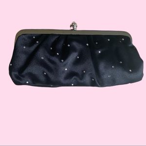 Black Evening Clutch with Crystal Dot Pattern